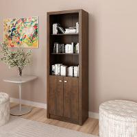 Estante Armário Alta Livreiro Multiuso Office 2 Portas Rústico - 8