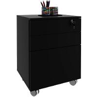 Gaveteiro Para Escritório 3 Gavetas Com Chave E Rodízios Preto - 3