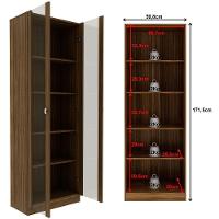 Estante Armário Alta Livreiro Multiuso Office 2 Portas Vidro Nogal - 5