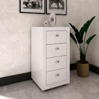 Gaveteiro Para Escritório 4 Gavetas Com Rodízios Branco - 6