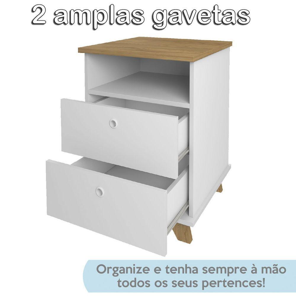Gaveteiro 2 Gavetas Com Nicho Pequeno Daya Olmo/branco - 3