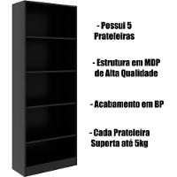 Estante Multiuso Gamer Livreiro Office 5 Prateleiras Preto - 3