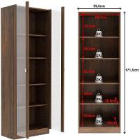 Estante Armário Alta Livreiro Multiuso Office 2 Portas Vidro Rústico - 2