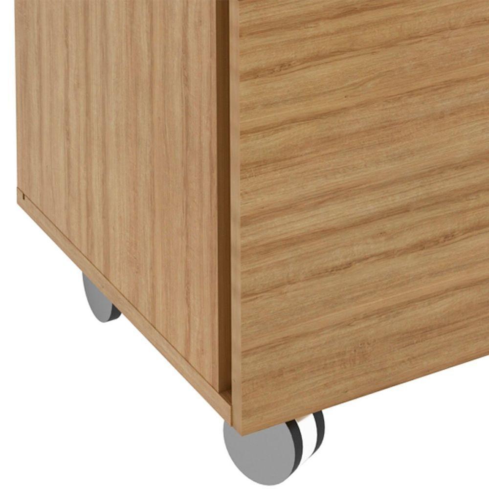 Gaveteiro Para Escritório 3 Gavetas Com Chave E Rodízios Amêndoa - 8