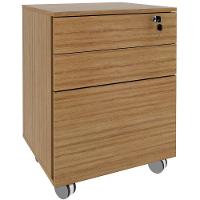 Gaveteiro Para Escritório 3 Gavetas Com Chave E Rodízios Amêndoa - 1