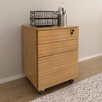 Gaveteiro Para Escritório 3 Gavetas Com Chave E Rodízios Amêndoa - 9