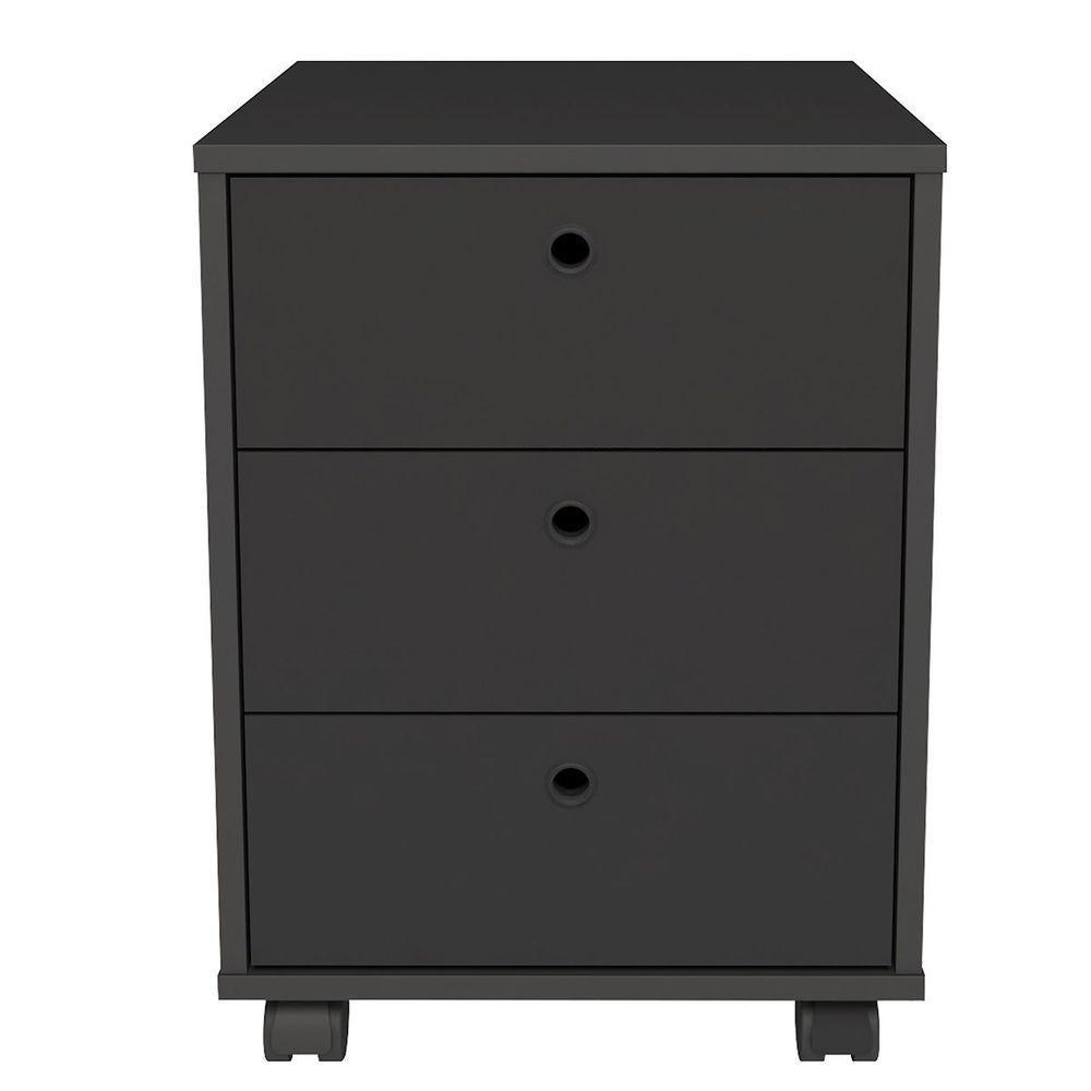 Gaveteiro Para Escritório 3 Gavetas Com Rodízios Neo Preto - 1