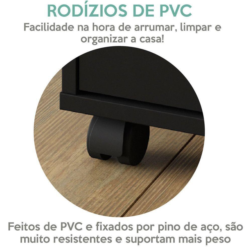 Gaveteiro Para Escritório 3 Gavetas Com Rodízios Neo Preto - 5