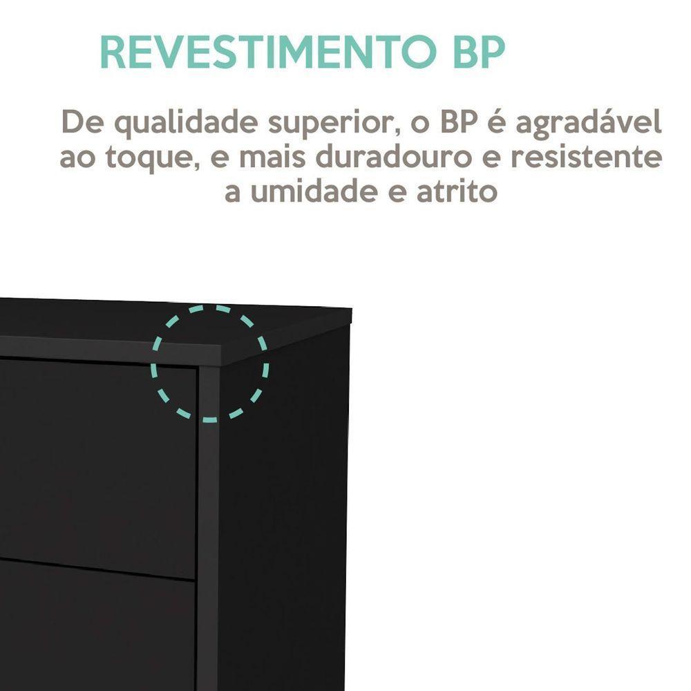 Gaveteiro Para Escritório 3 Gavetas Com Rodízios Neo Preto - 6