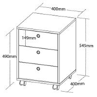Gaveteiro Para Escritório 3 Gavetas Com Rodízios Neo Preto - 2