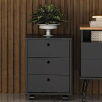 Gaveteiro Para Escritório 3 Gavetas Com Rodízios Neo Preto - 7