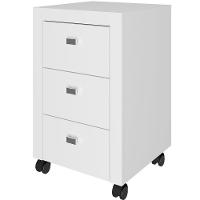 Gaveteiro Para Escritório 3 Gavetas Com Rodízios Branco - 1