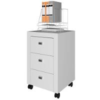 Gaveteiro Para Escritório 3 Gavetas Com Rodízios Branco - 6