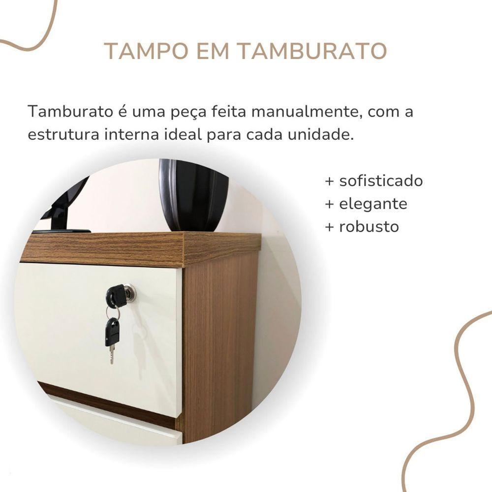 Gaveteiro Para Escritório 3 Gavetas Com Chave E Rodízios Freijó/branco - 4