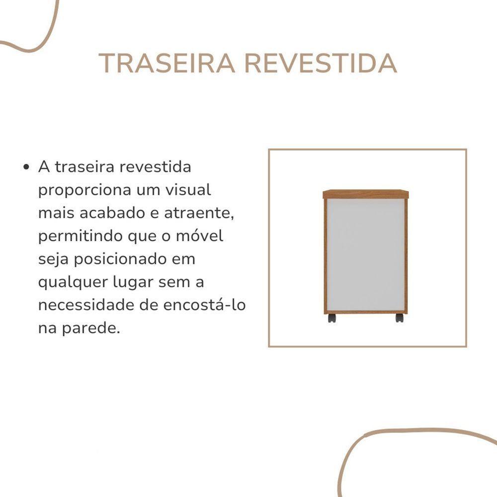 Gaveteiro Para Escritório 3 Gavetas Com Chave E Rodízios Freijó/branco - 6
