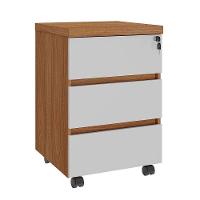 Gaveteiro Para Escritório 3 Gavetas Com Chave E Rodízios Freijó/branco - 1