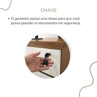 Gaveteiro Para Escritório 3 Gavetas Com Chave E Rodízios Freijó/branco - 7
