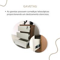 Gaveteiro Para Escritório 3 Gavetas Com Chave E Rodízios Freijó/branco - 8