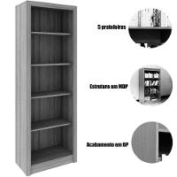 Estante Armário Alta Livreiro Multiuso Office 5 Prateleiras Branco - 3
