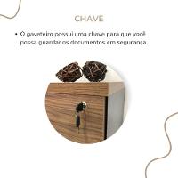 Gaveteiro Para Escritório 3 Gavetas Com Chave E Rodízios Nogal/preto - 7