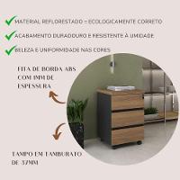 Gaveteiro Para Escritório 3 Gavetas Com Chave E Rodízios Nogal/preto - 9