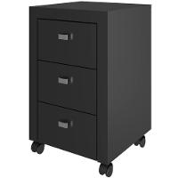 Gaveteiro Para Escritório 3 Gavetas Com Rodízios Preto - 1