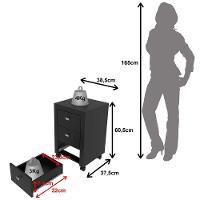 Gaveteiro Para Escritório 3 Gavetas Com Rodízios Preto - 5