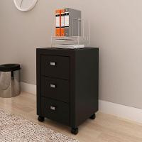 Gaveteiro Para Escritório 3 Gavetas Com Rodízios Preto - 7