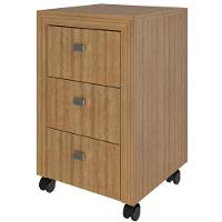 Gaveteiro Para Escritório 3 Gavetas Com Rodízios Amêndoa - 1