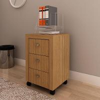 Gaveteiro Para Escritório 3 Gavetas Com Rodízios Amêndoa - 3