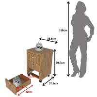 Gaveteiro Para Escritório 3 Gavetas Com Rodízios Amêndoa