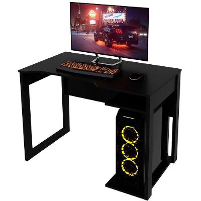 Mesa para Computador Retangular Escrivaninha Gamer Moderno MDF 105 cm Preto