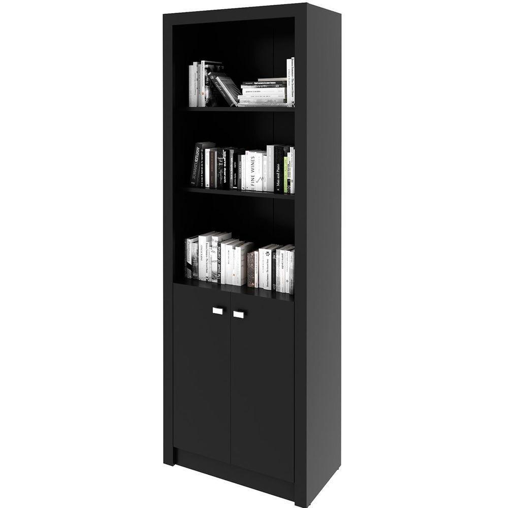 Estante Armário Alta Livreiro Multiuso Office 2 Portas Preto - 1
