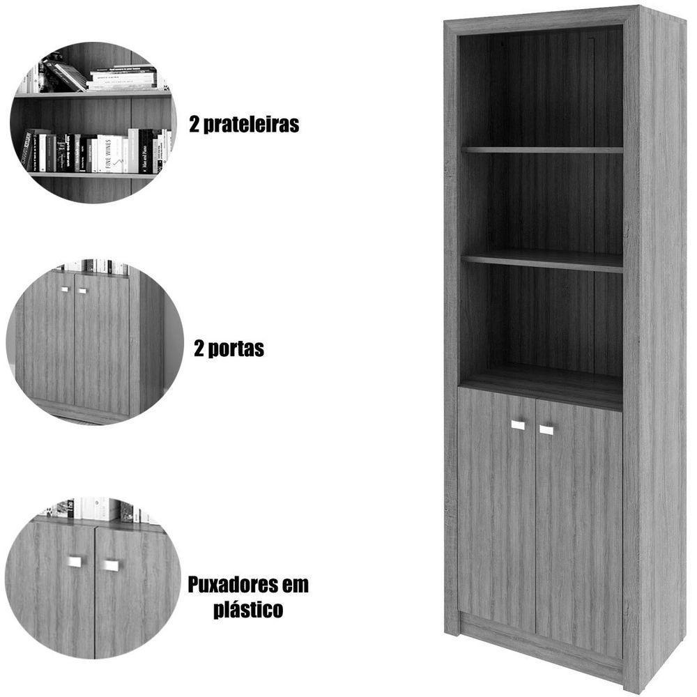 Estante Armário Alta Livreiro Multiuso Office 2 Portas Preto - 4