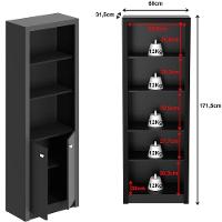 Estante Armário Alta Livreiro Multiuso Office 2 Portas Preto - 5
