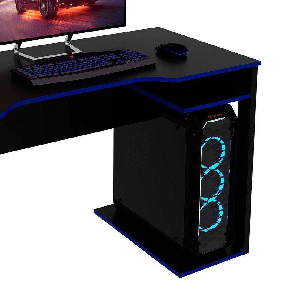 Mesa Para Computador Escrivaninha Gamer Preto/azul - 6