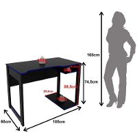 Mesa Para Computador Escrivaninha Gamer Preto/azul