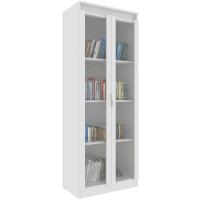 Estante Armário Alta Livreiro Multiuso Office 2 Portas Vidro Branco - 1