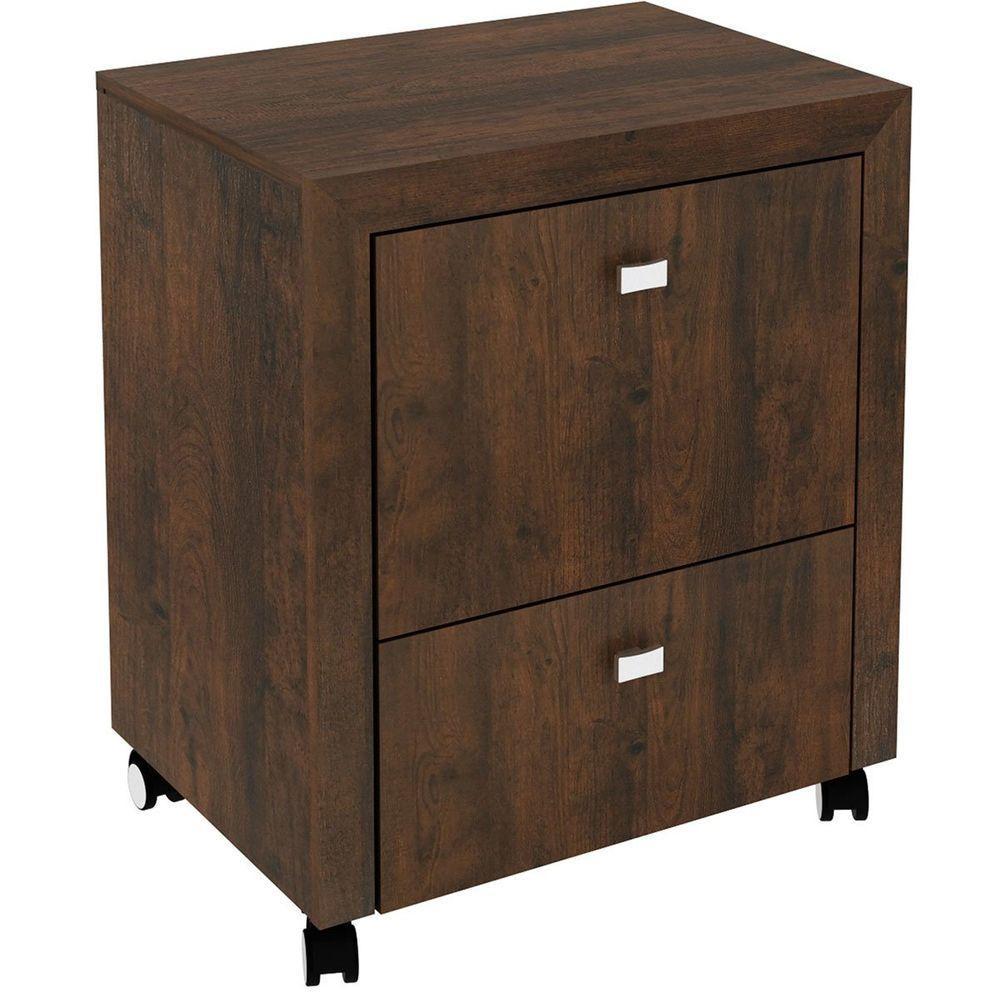 Gaveteiro Para Escritório 2 Gavetas Arquivo Com Rodízios Rústico - 6