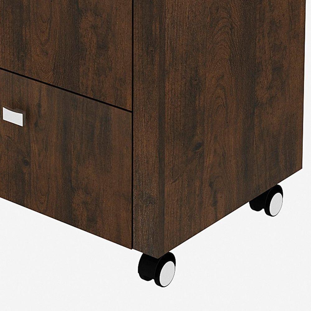 Gaveteiro Para Escritório 2 Gavetas Arquivo Com Rodízios Rústico - 8