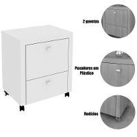 Gaveteiro Para Escritório 2 Gavetas Arquivo Com Rodízios Rústico