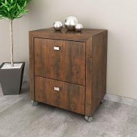 Gaveteiro Para Escritório 2 Gavetas Arquivo Com Rodízios Rústico - 10