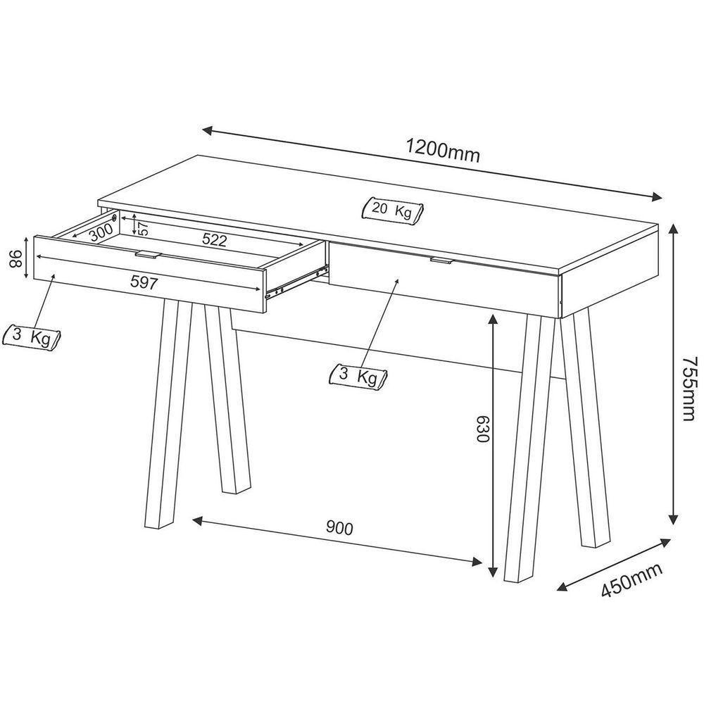 Escrivaninha Para Escritório Cavalete 2 Gavetas Nogal - 4