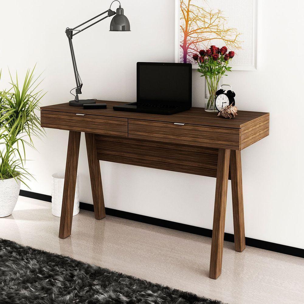 Escrivaninha Para Escritório Cavalete 2 Gavetas Nogal - 7