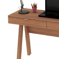 Escrivaninha Para Escritório Cavalete 2 Gavetas Amêndoa - 3