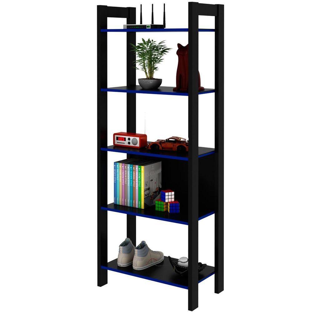 Estante Multiuso Gamer Livreiro Office 5 Prateleiras Preto/azul - 1