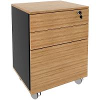 Gaveteiro Para Escritório 3 Gavetas Com Chave E Rodízios Amêndoa/preto - 1