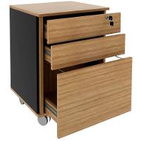 Gaveteiro Para Escritório 3 Gavetas Com Chave E Rodízios Amêndoa/preto - 2