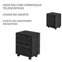Gaveteiro Para Escritório 3 Gavetas Com Chave E Rodízios Amêndoa/preto