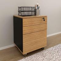 Gaveteiro Para Escritório 3 Gavetas Com Chave E Rodízios Amêndoa/preto - 7